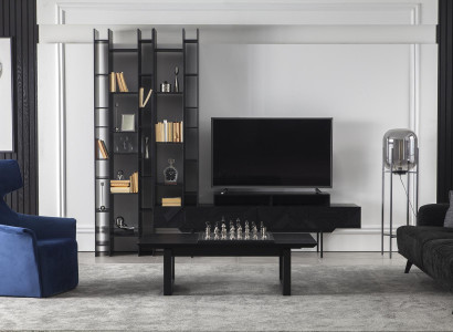 Black wall unit high-quality wardrobe walls luxury extension wall coffee table 2 pieces